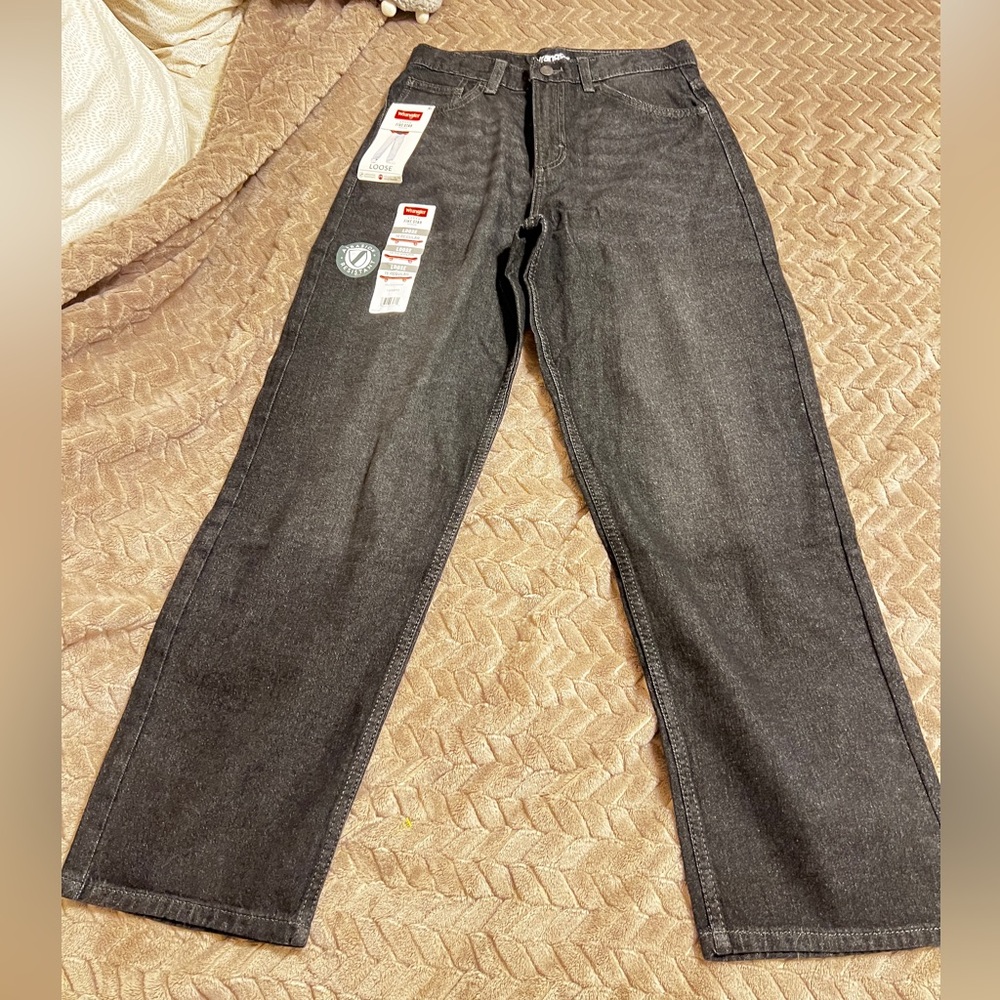 Wrangler Regular Youth Size 16 Black Jeans Adjustable Waste